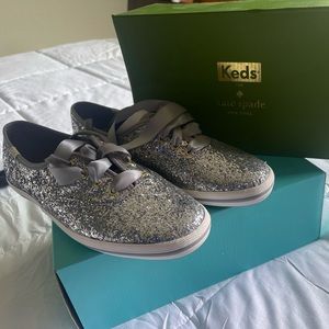 Kate Spade KEDS Silver glitter shoes. Size 8 women